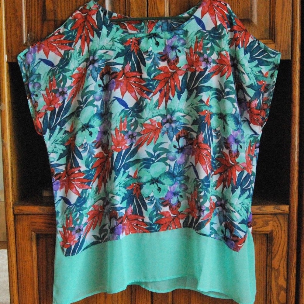 Sami & Jo Multi Print Top Shirt Women's 3X